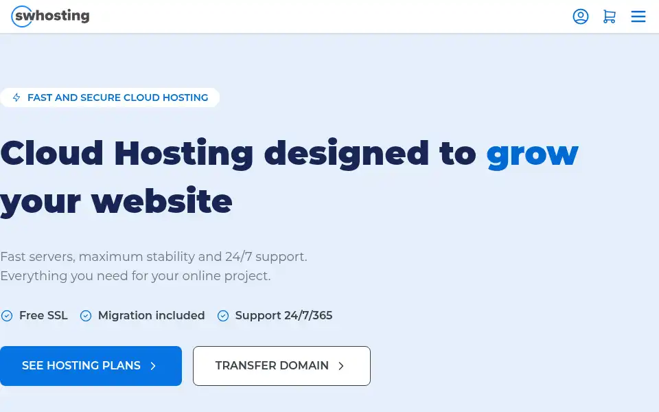 Screenshot of swhosting.com