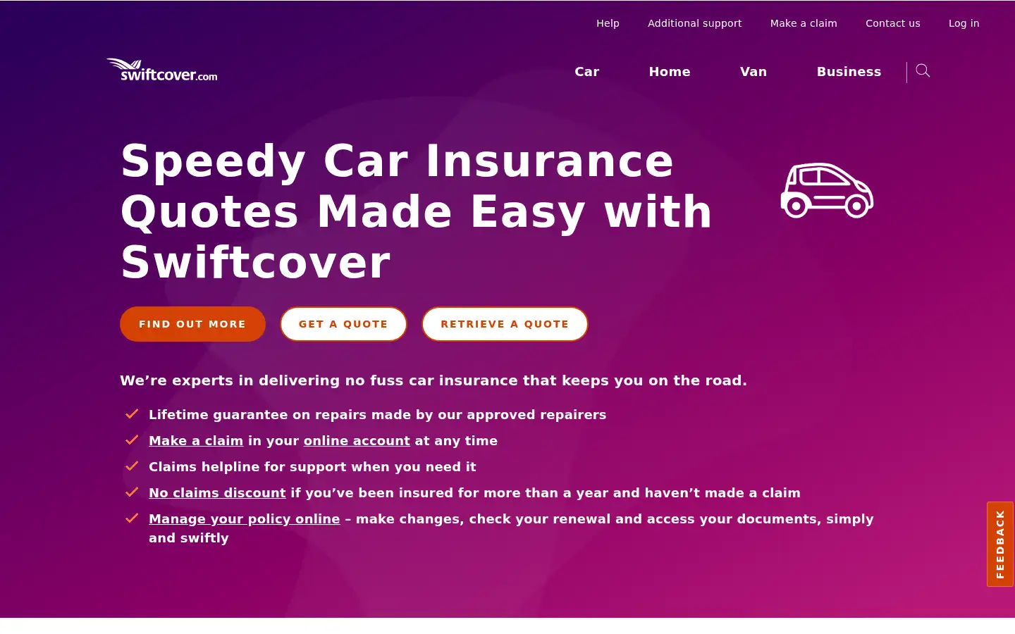 Screenshot of swiftcover.com