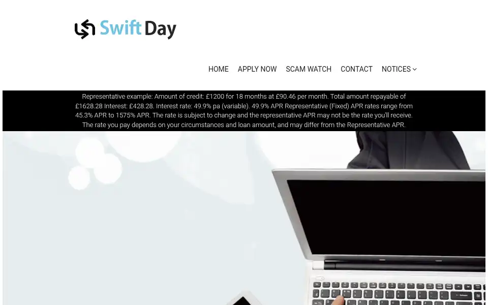 Screenshot of swiftday.co.uk