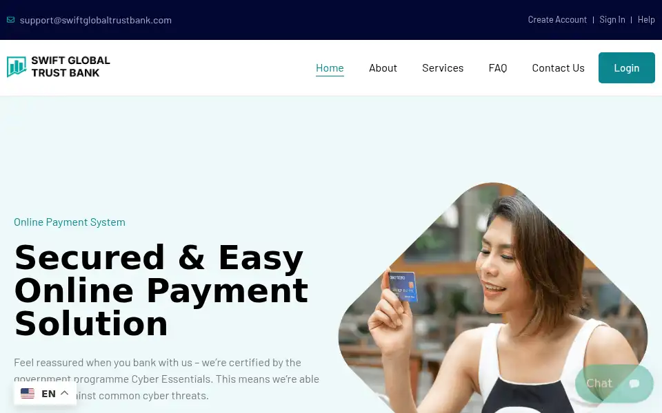 Screenshot of swiftglobaltrustbank.com