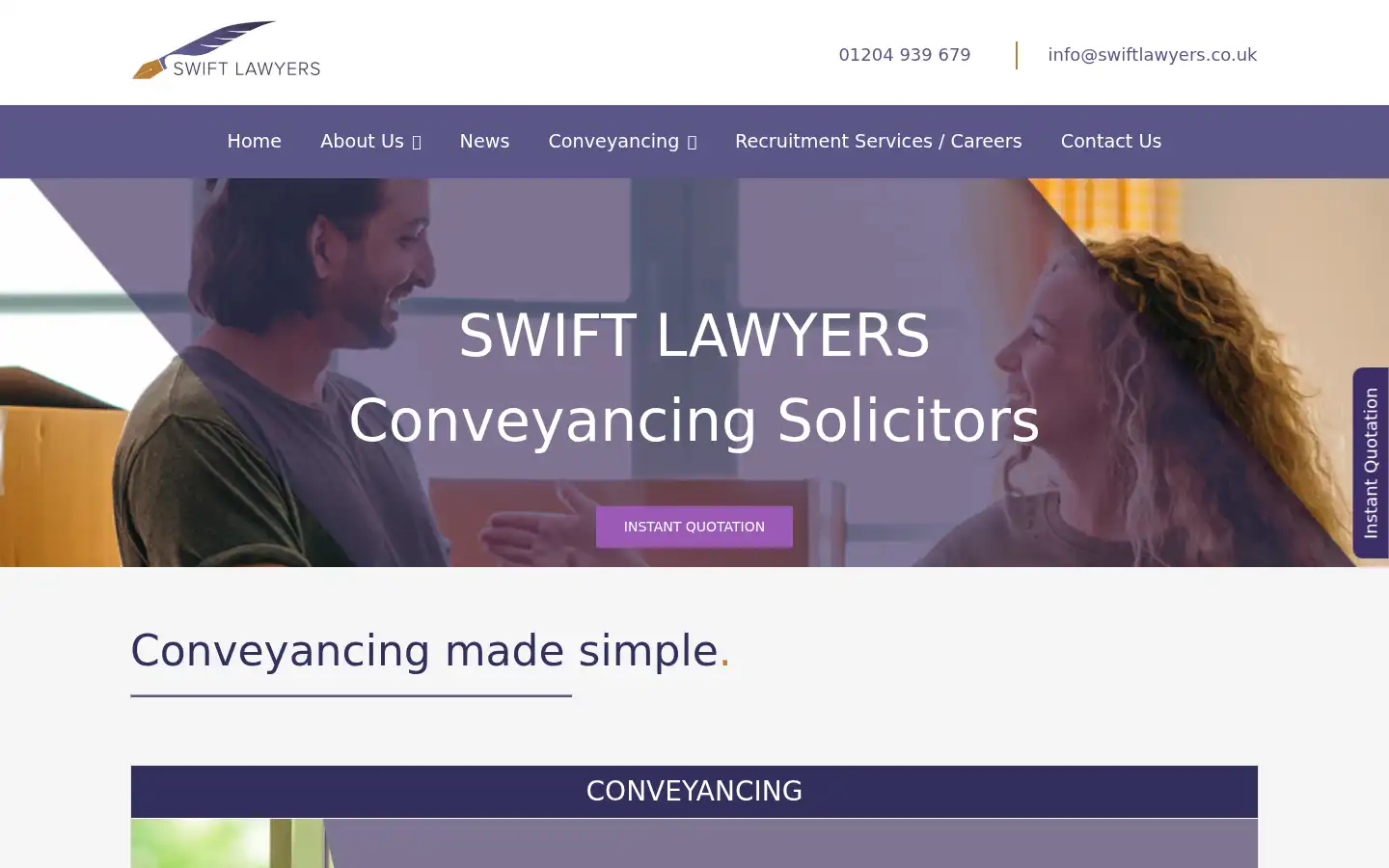 Screenshot of swiftlawyers.co.uk