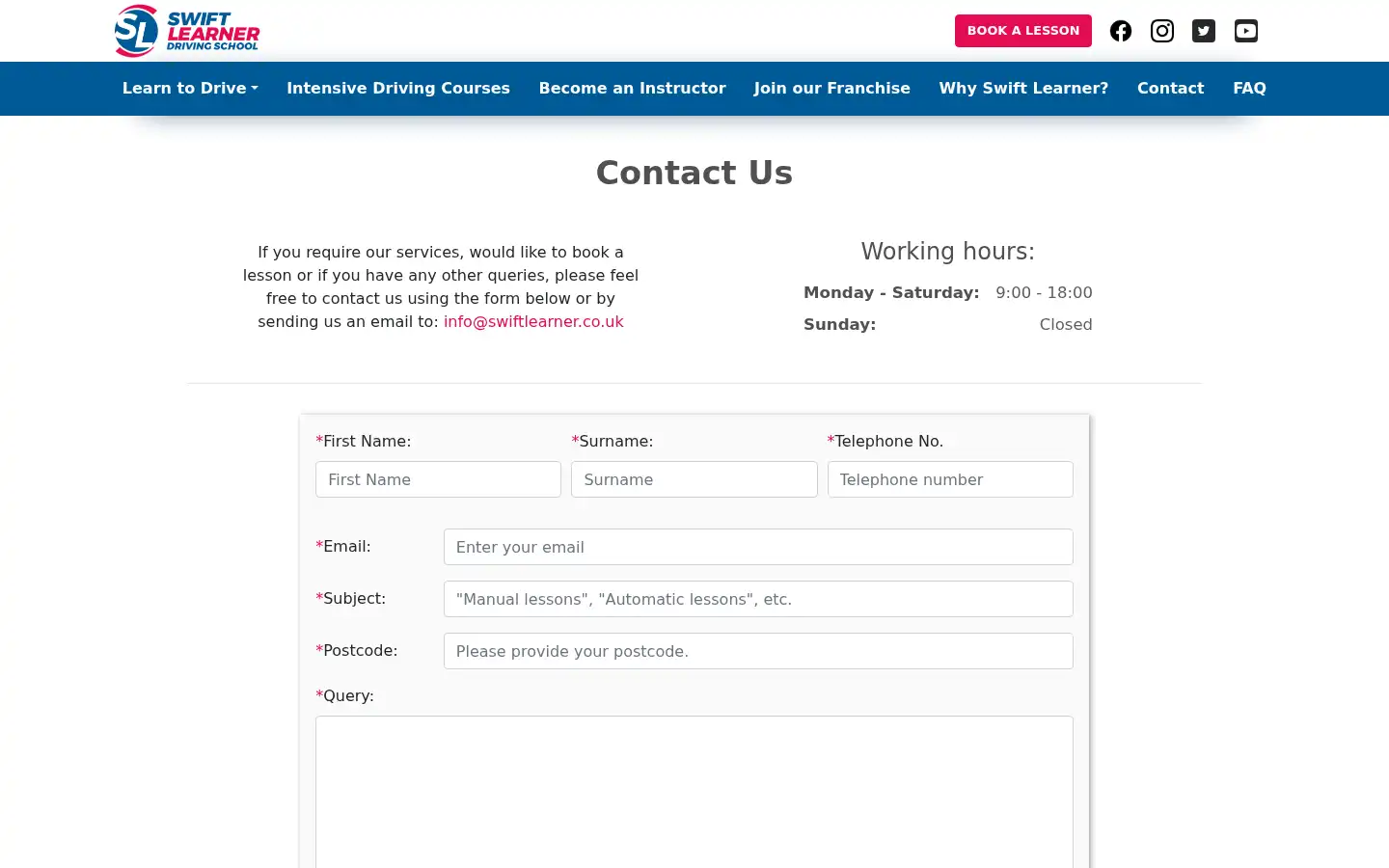 Screenshot of swiftlearner.co.uk