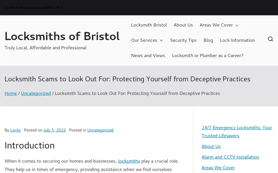 Screenshot of swiftlocksmiths.co.uk
