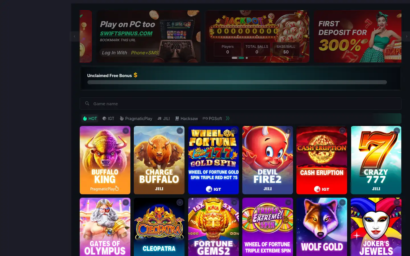 Screenshot of swiftspinus.com