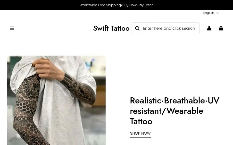 Screenshot of swifttattoo.com