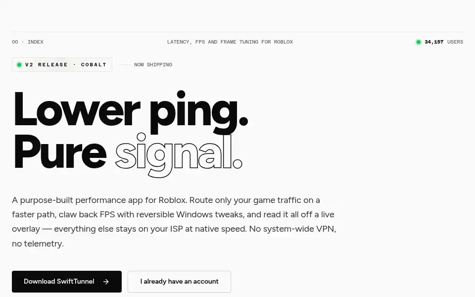 Screenshot of swifttunnel.net