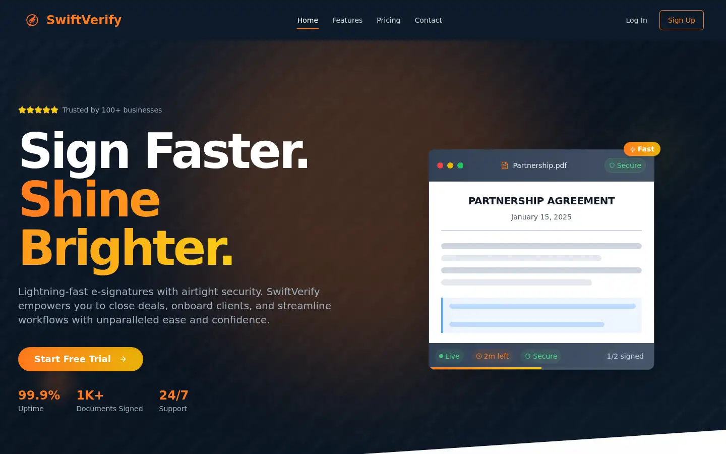 Screenshot of swiftverify.net