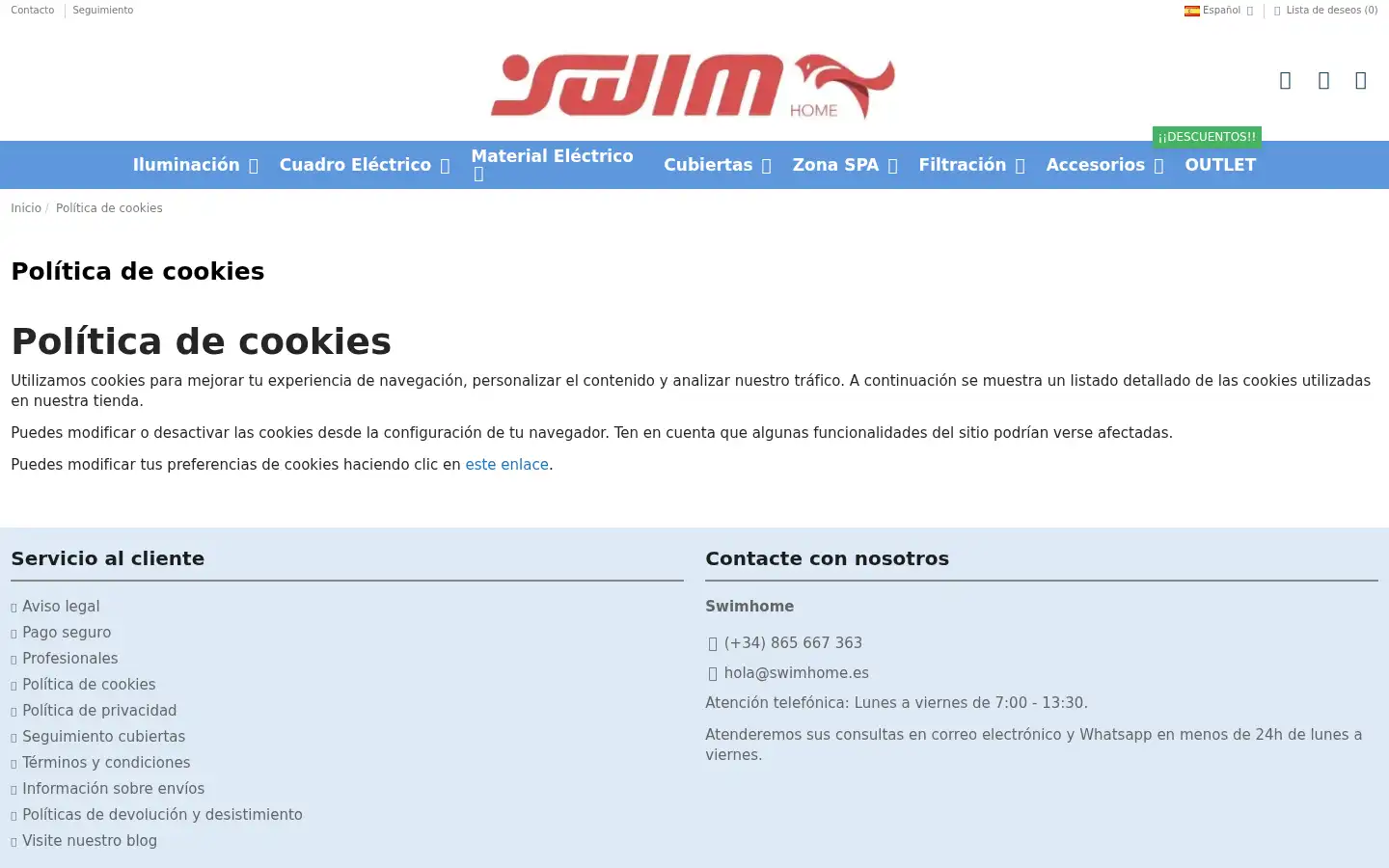 Screenshot of swimhome.es