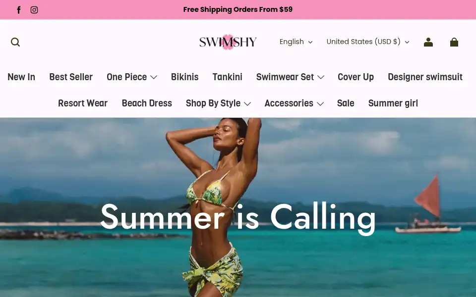 Screenshot of swimshy.com