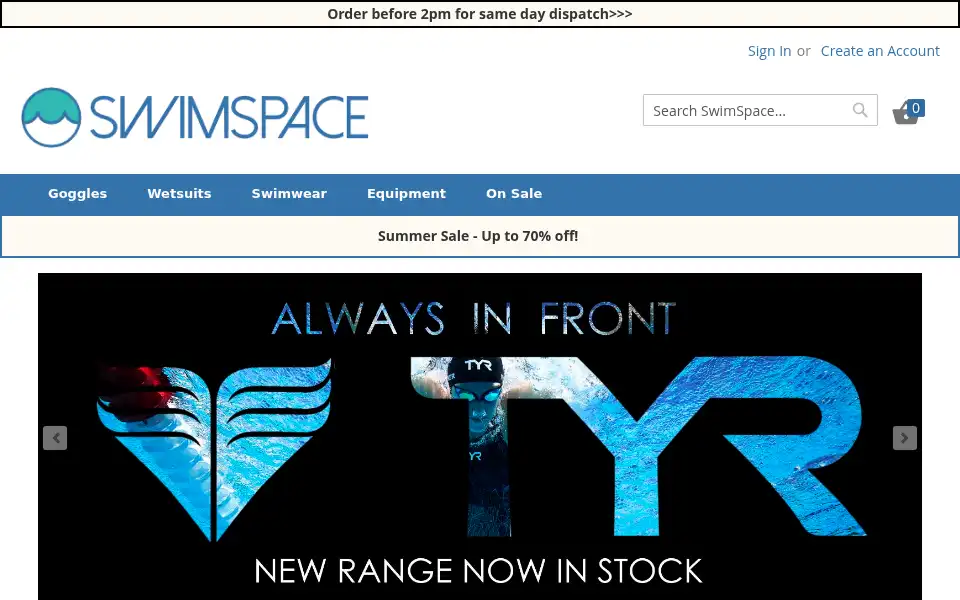 Screenshot of swimspace.co.uk