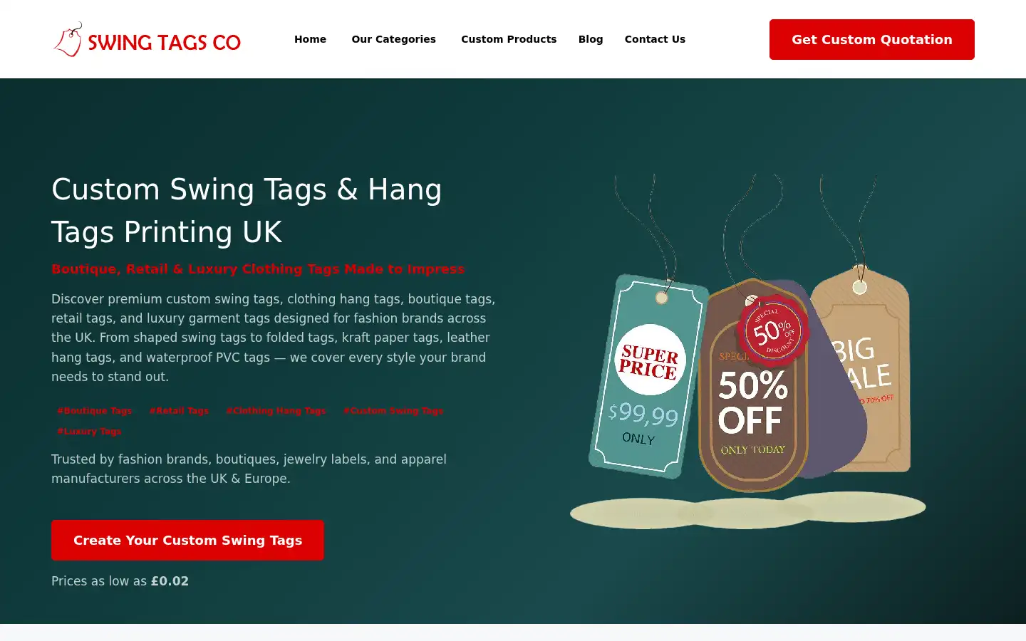 Screenshot of swingtagsco.co.uk