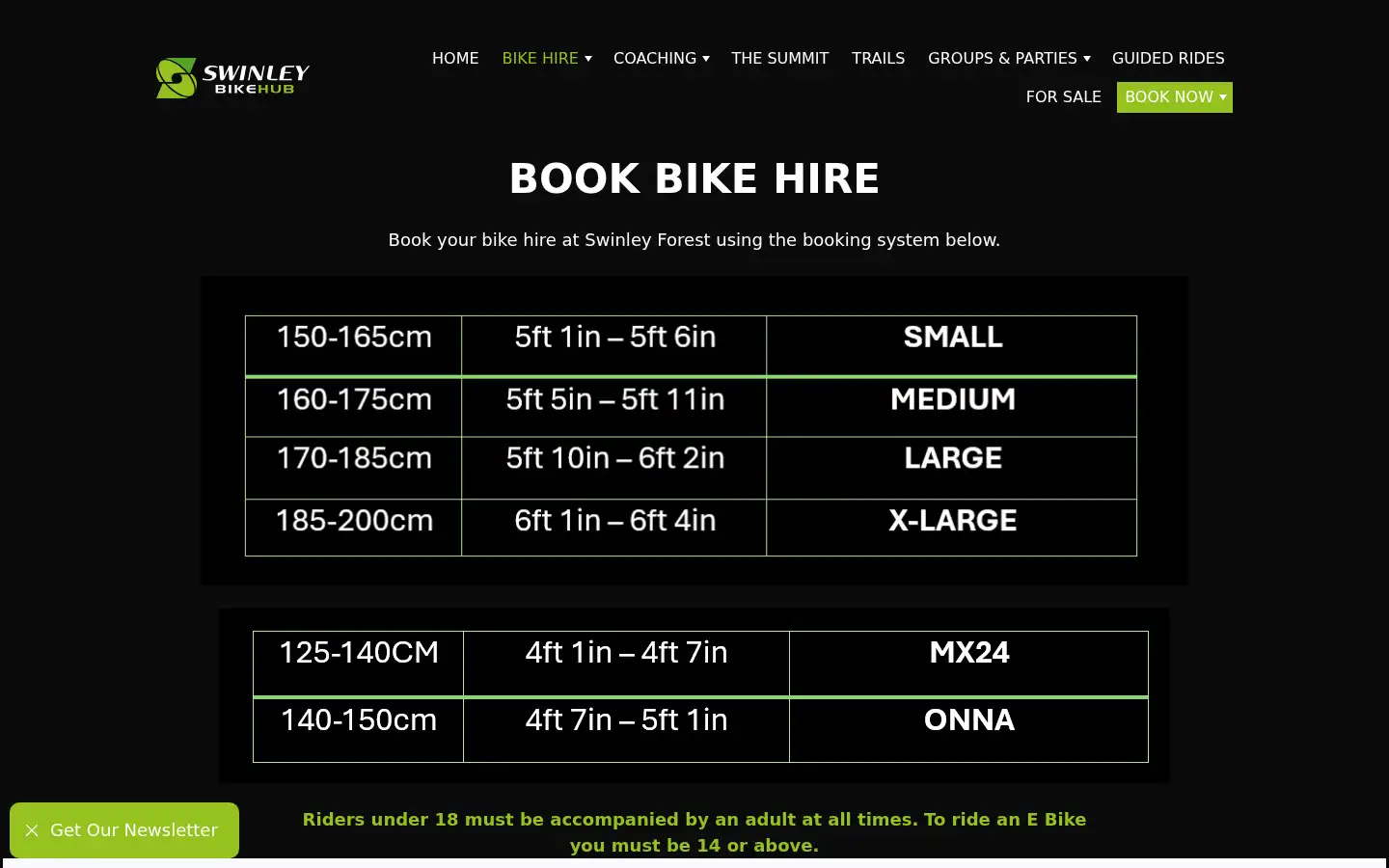 Screenshot of swinleybikehub.com