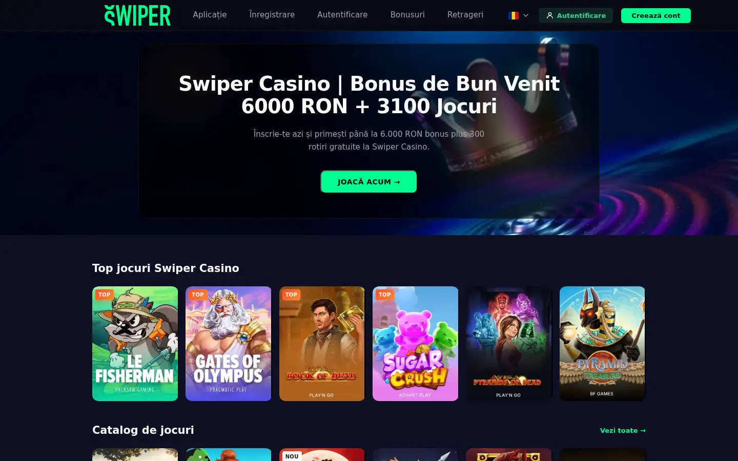 Screenshot of swipercasino.com.ro