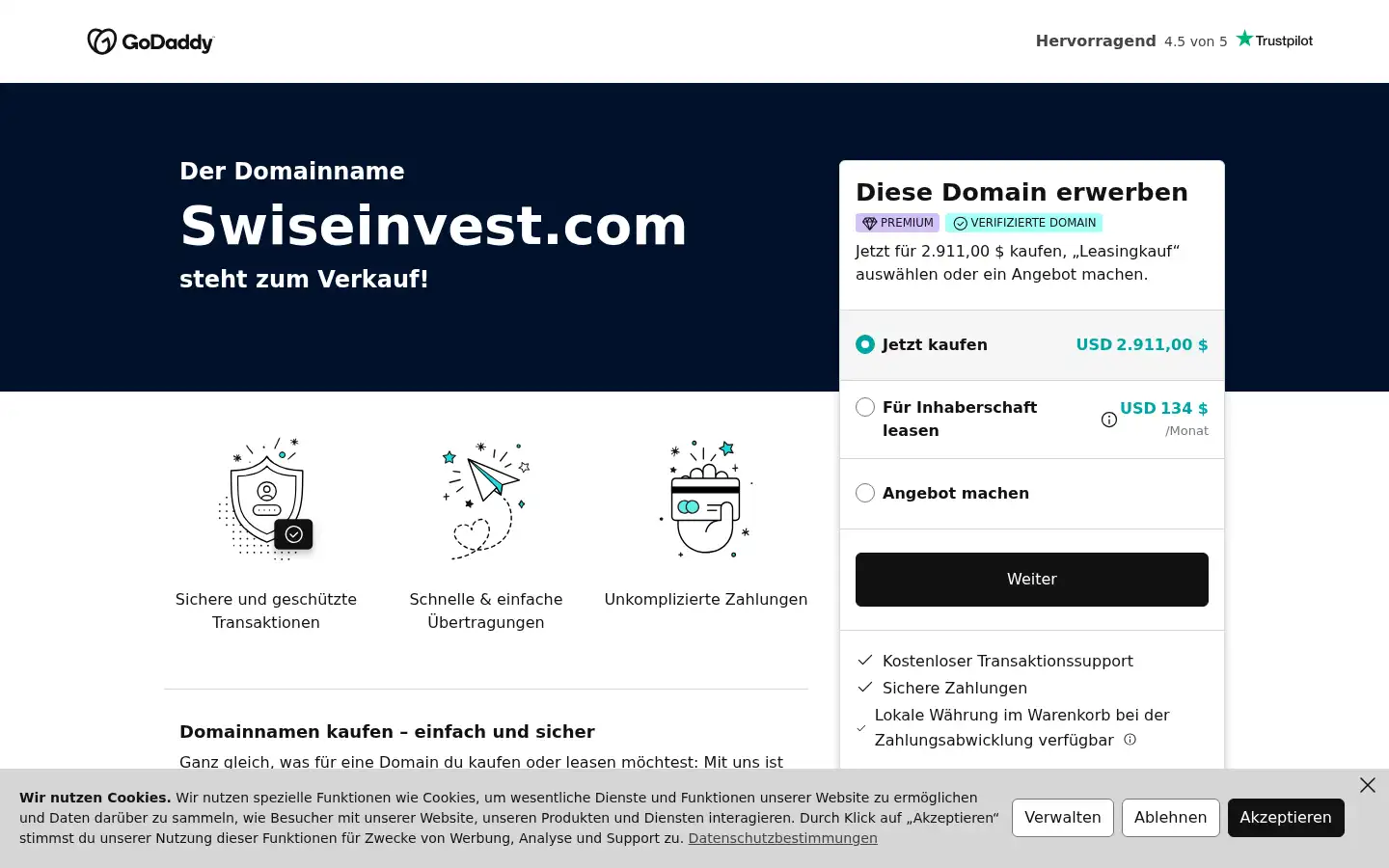 Screenshot of swiseinvest.com