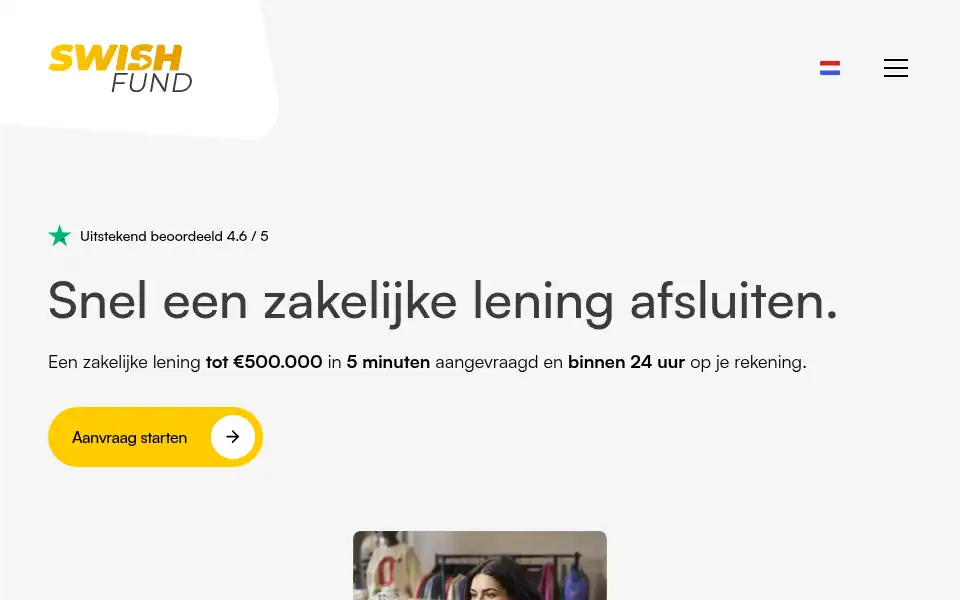 Screenshot of swishfund.nl