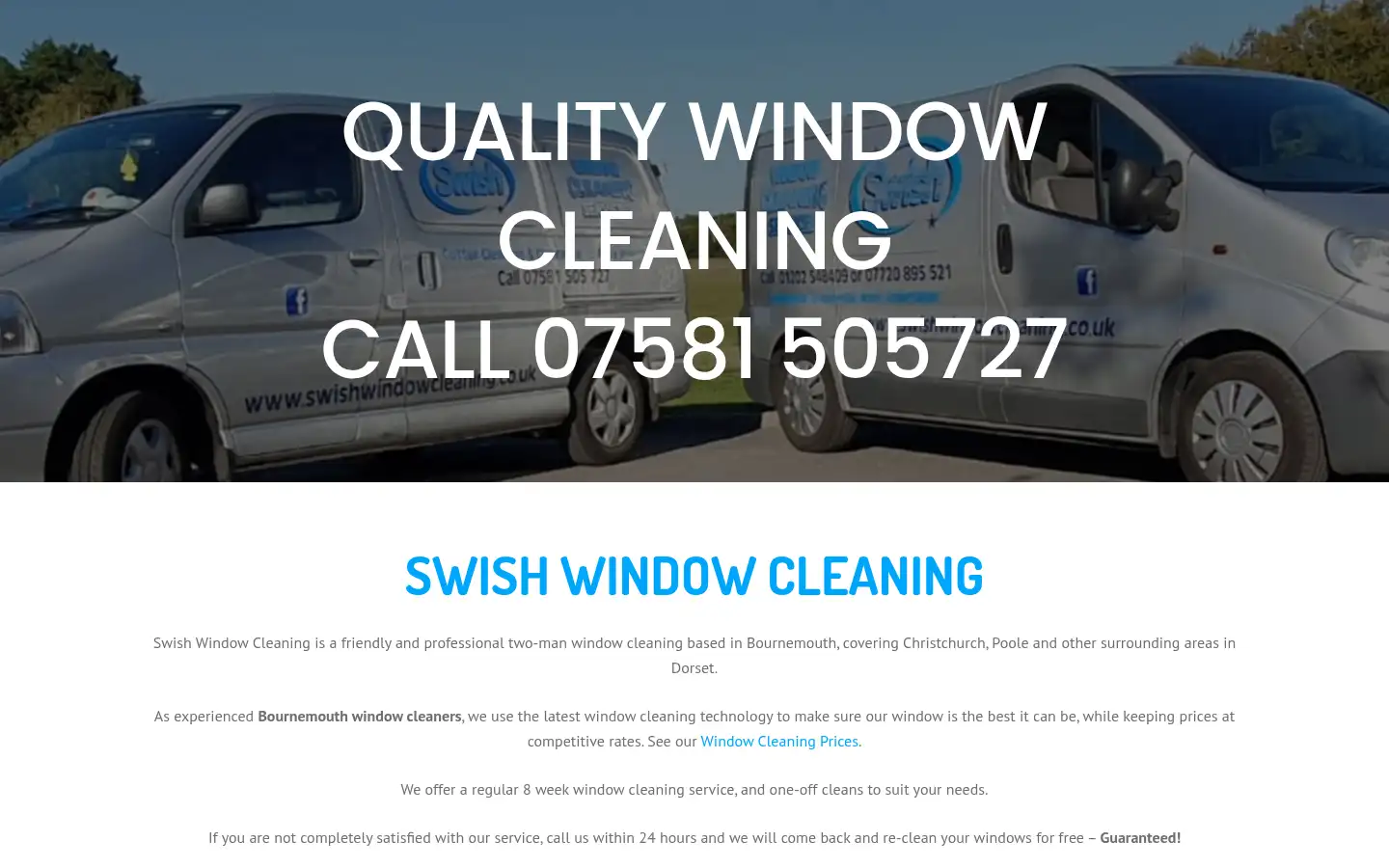 Screenshot of swishwindowcleaning.co.uk