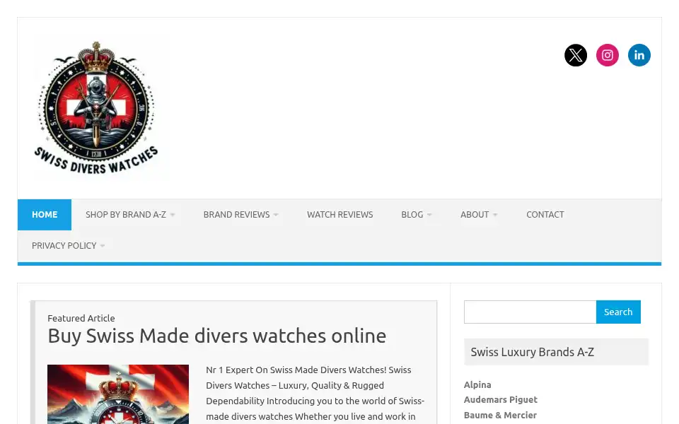 Screenshot of swissdiverswatches.com