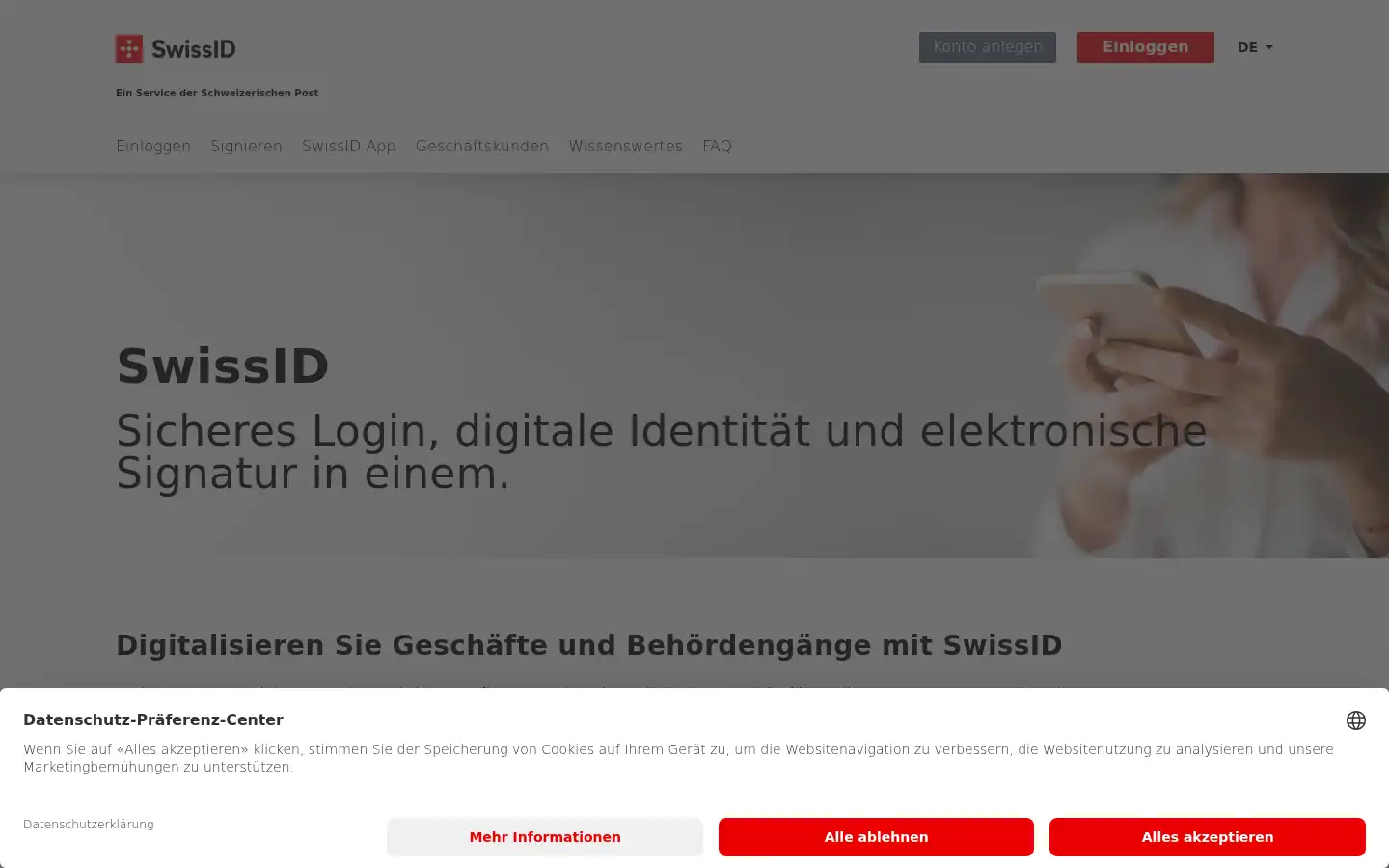 Screenshot of swissid.ch