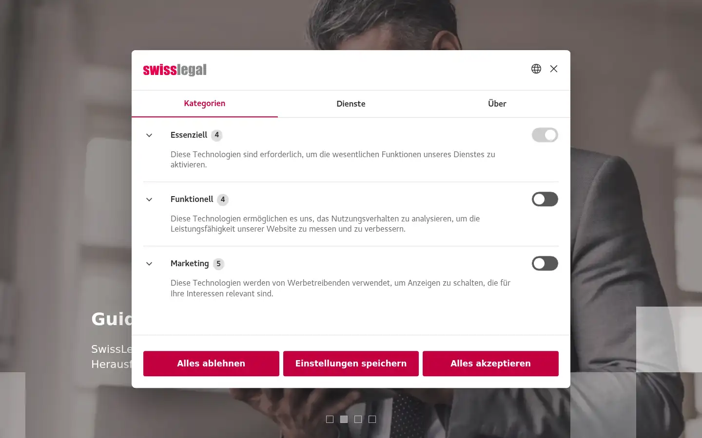 Screenshot of swisslegal.ch
