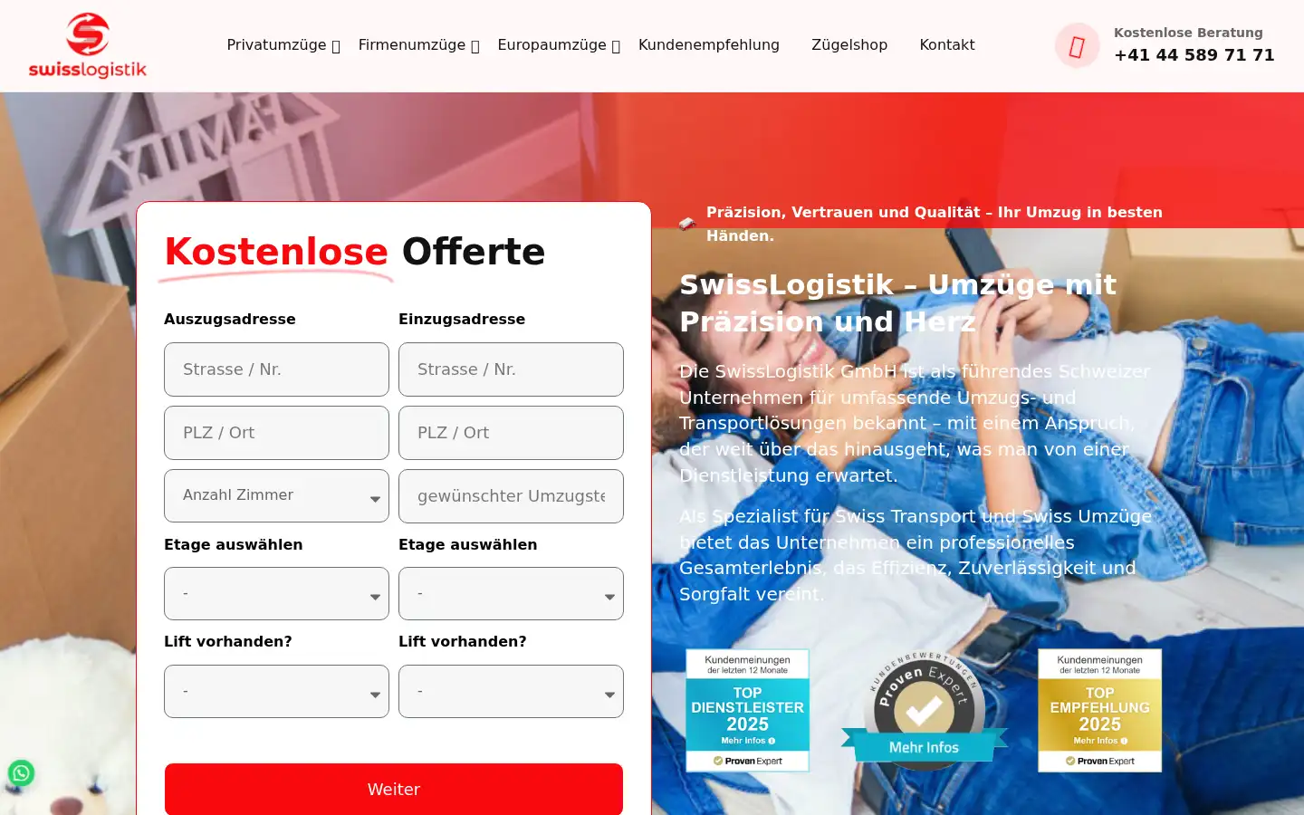 Screenshot of swisslogistik.ch
