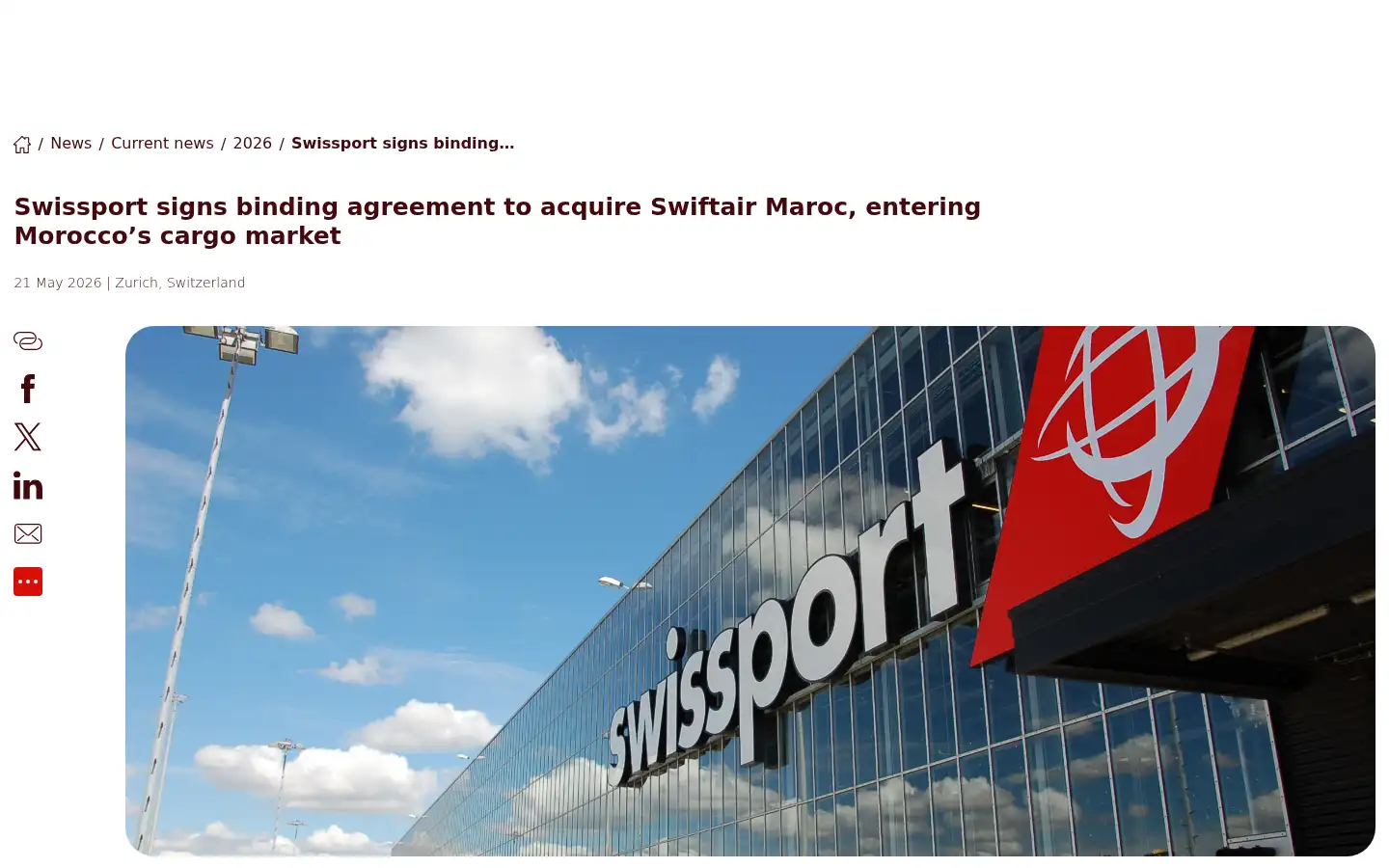 Screenshot of swissport.com
