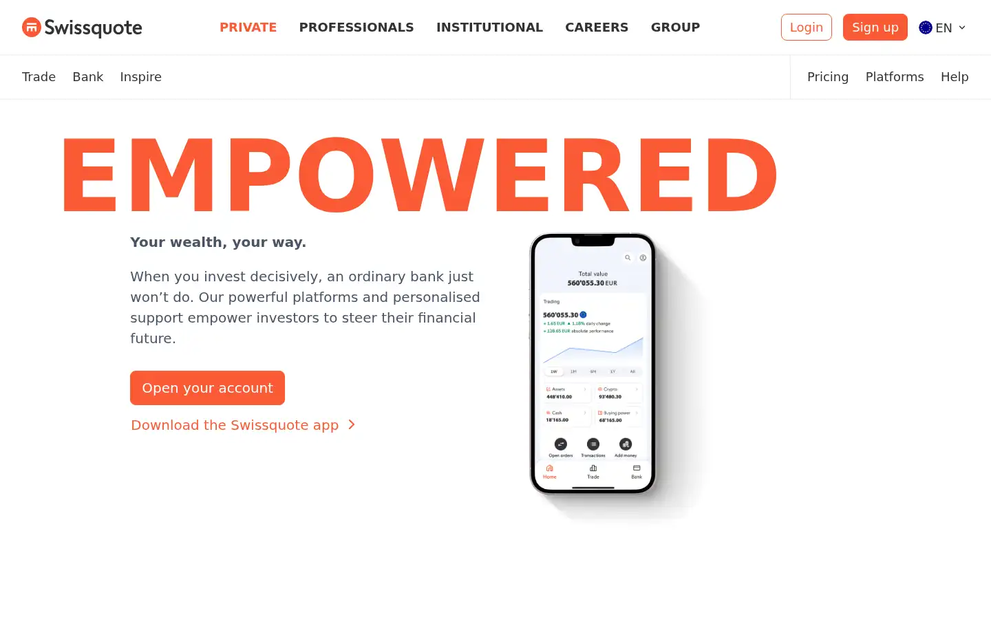 Screenshot of swissquote.com