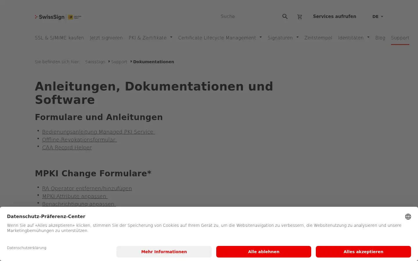 Screenshot of swisssign.com