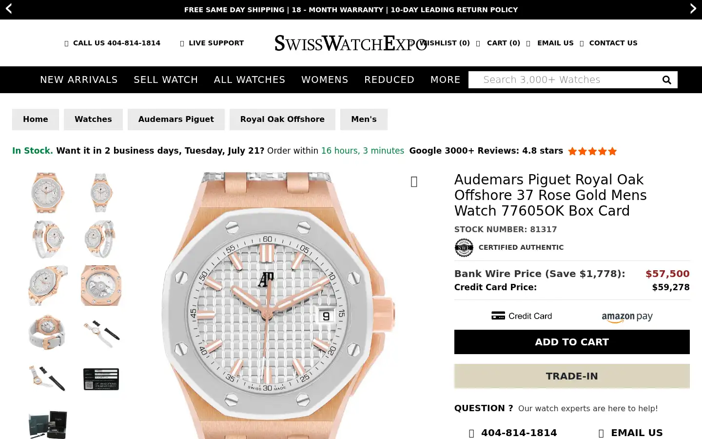 Screenshot of swisswatchexpo.com