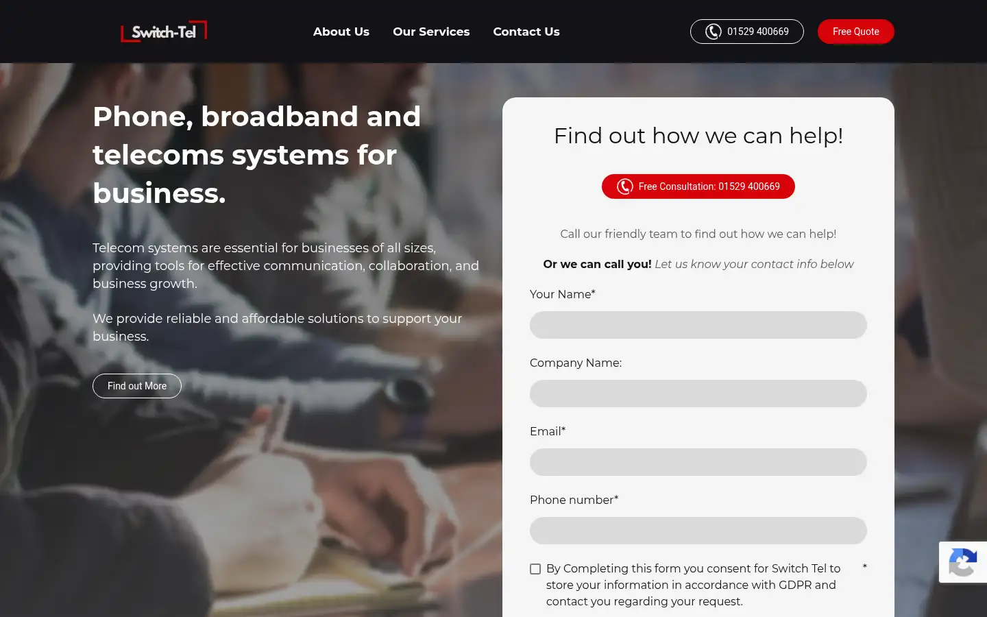 Screenshot of switch-tel.co.uk