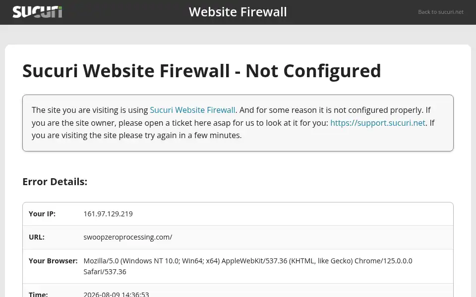 Screenshot of swoopzeroprocessing.com