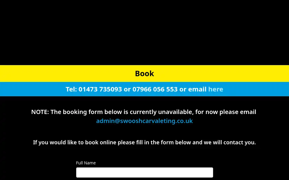 Screenshot of swooshcarvaleting.co.uk