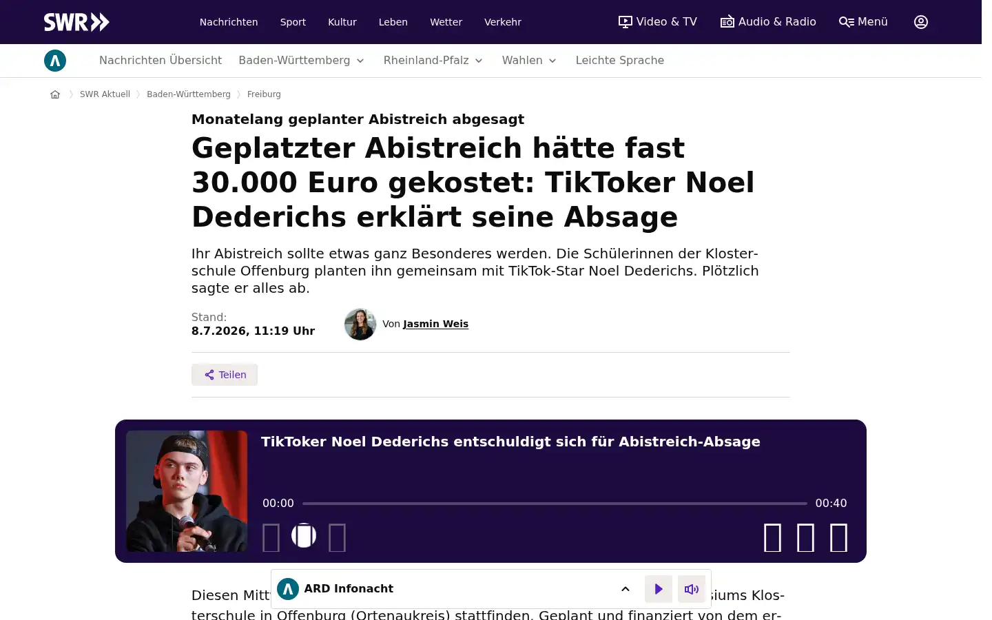 Screenshot of swr.de
