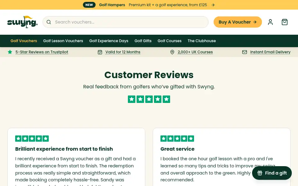 Screenshot of swyng.co.uk