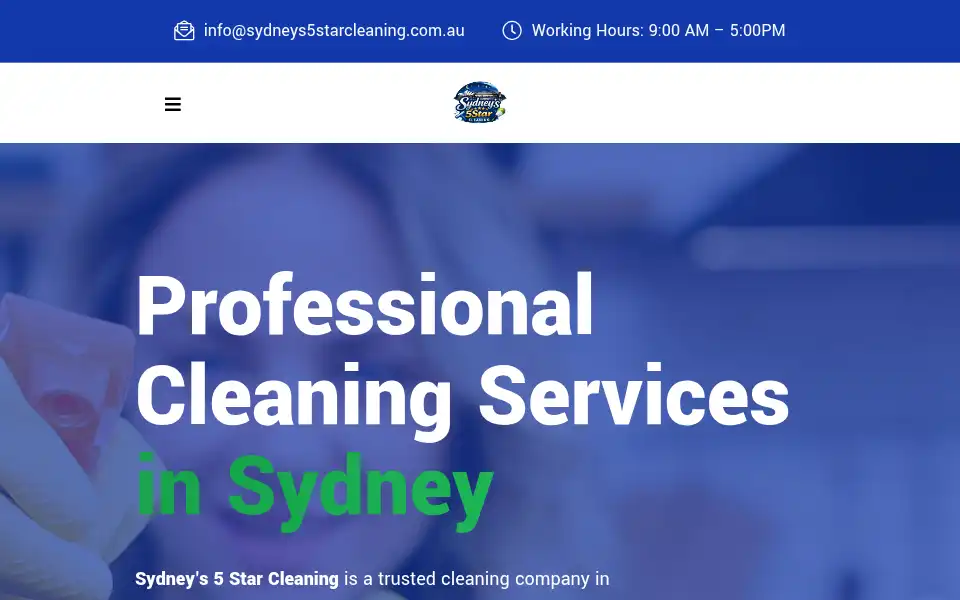 Screenshot of sydneys5starcleaning.com.au