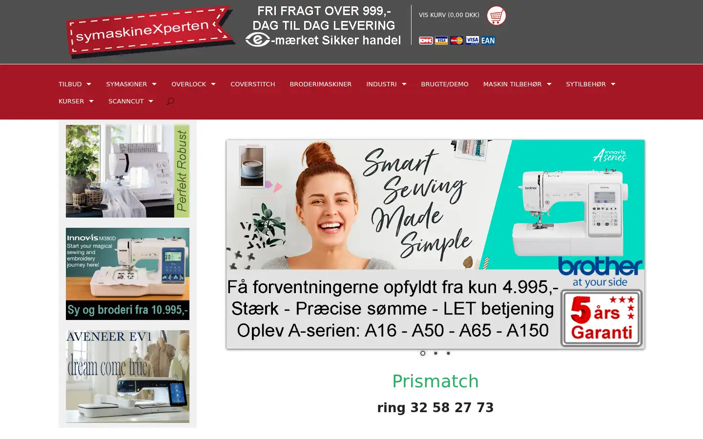 Screenshot of symaskinexperten.dk