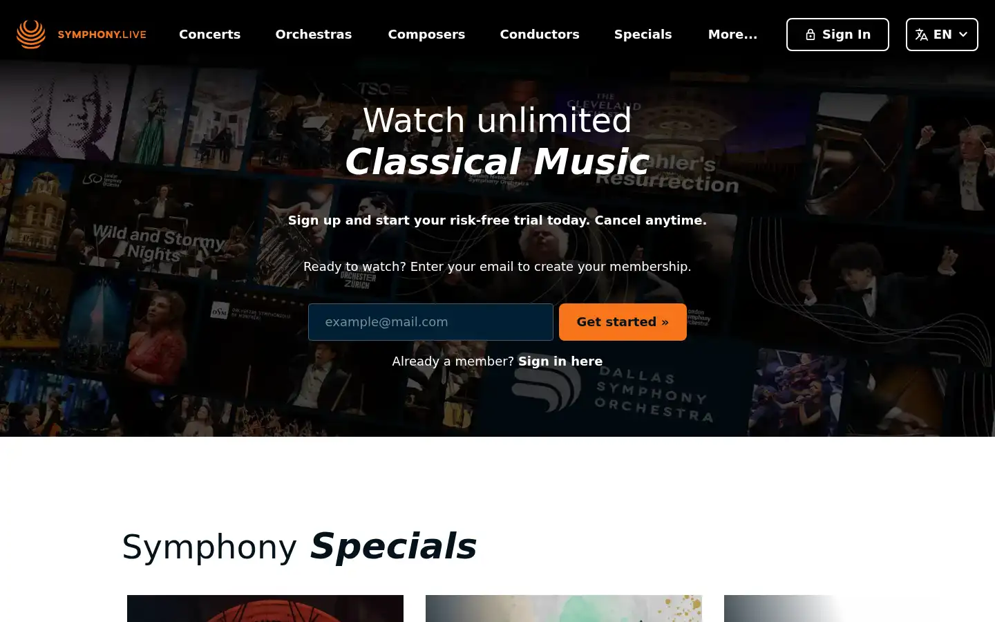 Screenshot of symphony.live