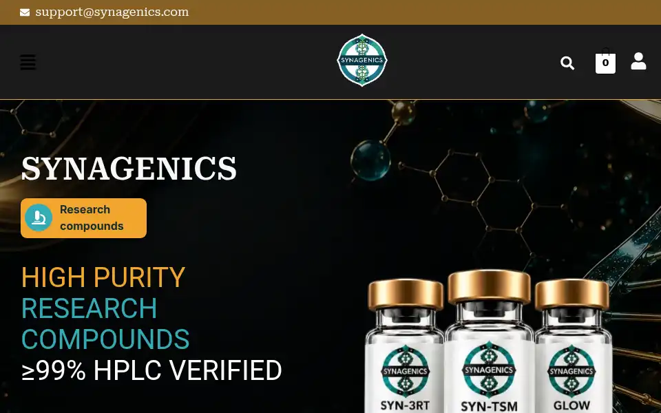 Screenshot of synagenics.com