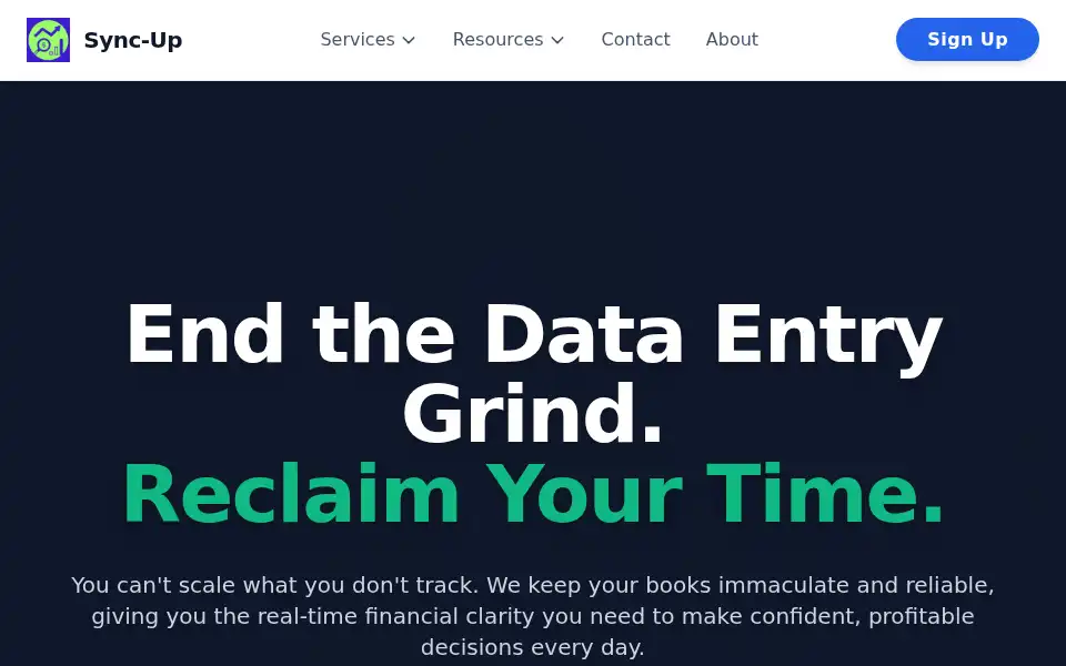Screenshot of syncupbookkeeping.com
