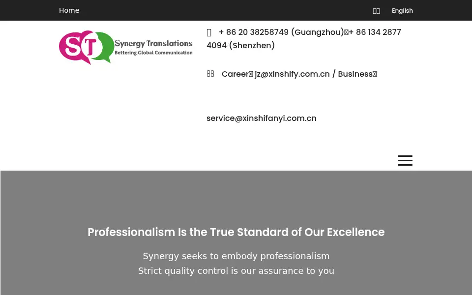 Screenshot of synergytranslations.com