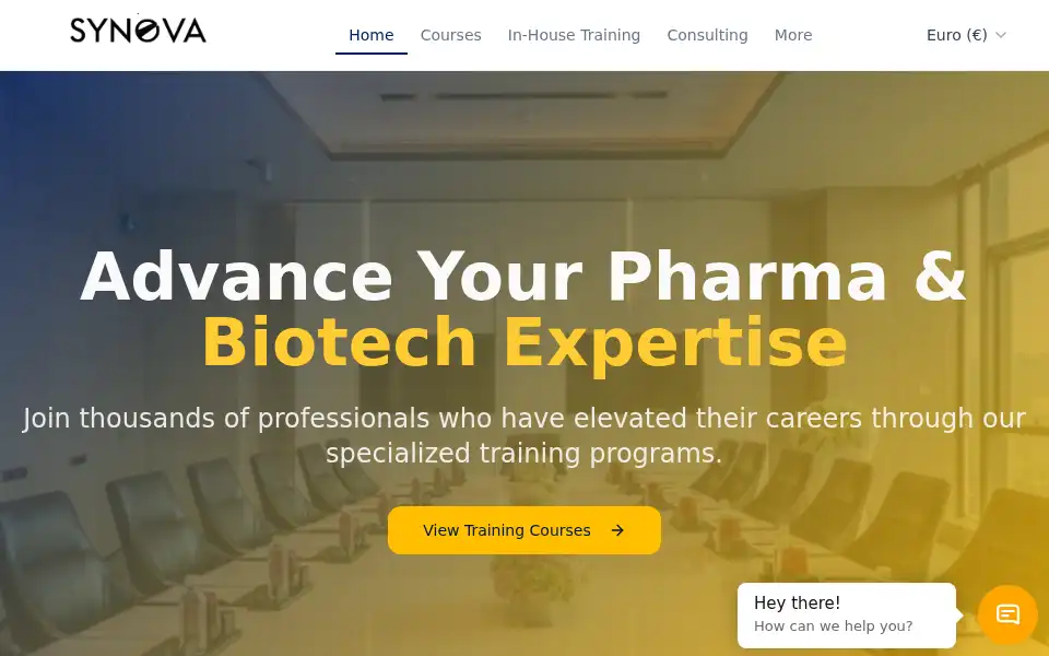 Screenshot of synovatrainings.com