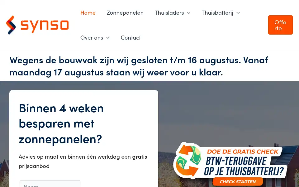 Screenshot of synso.nl