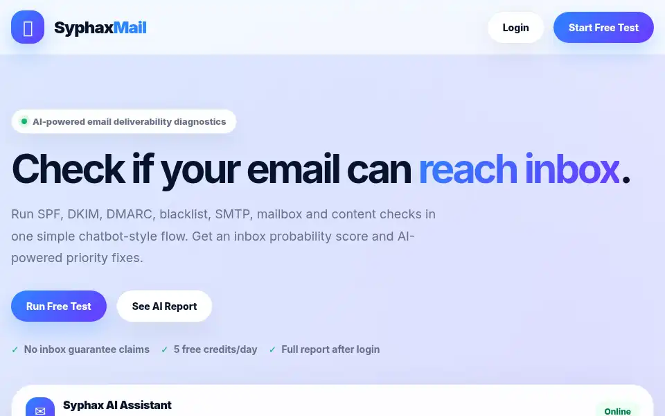 Screenshot of syphaxmail.com