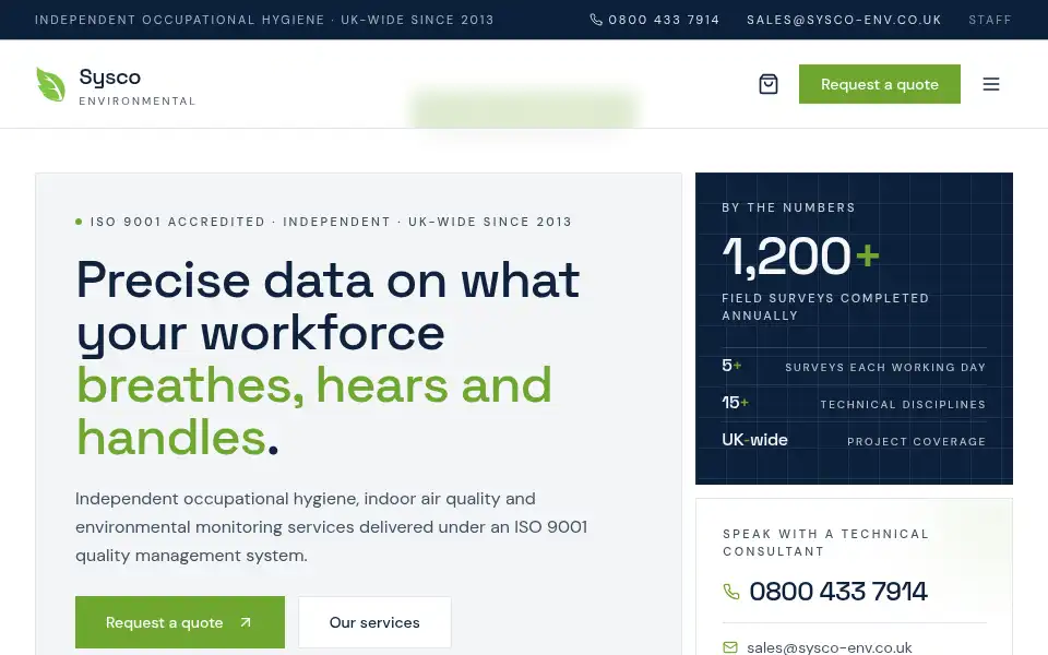 Screenshot of sysco-env.co.uk