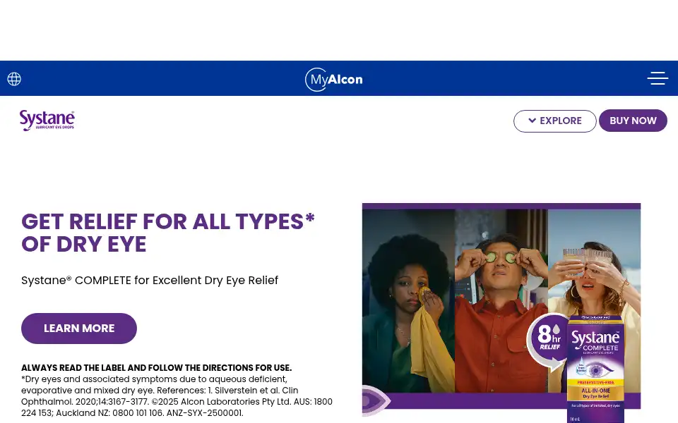 Screenshot of systane-au.myalcon.com