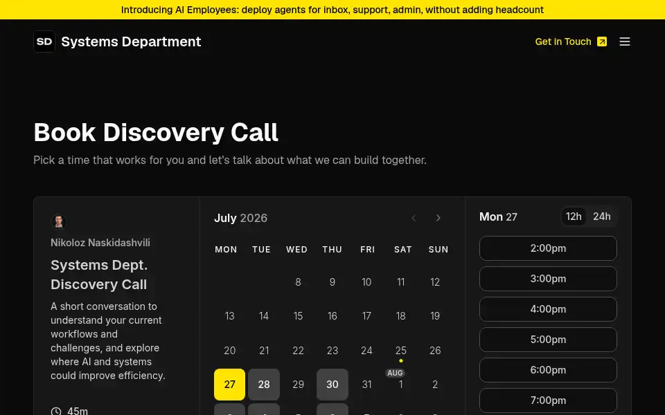 Screenshot of systemsdept.com