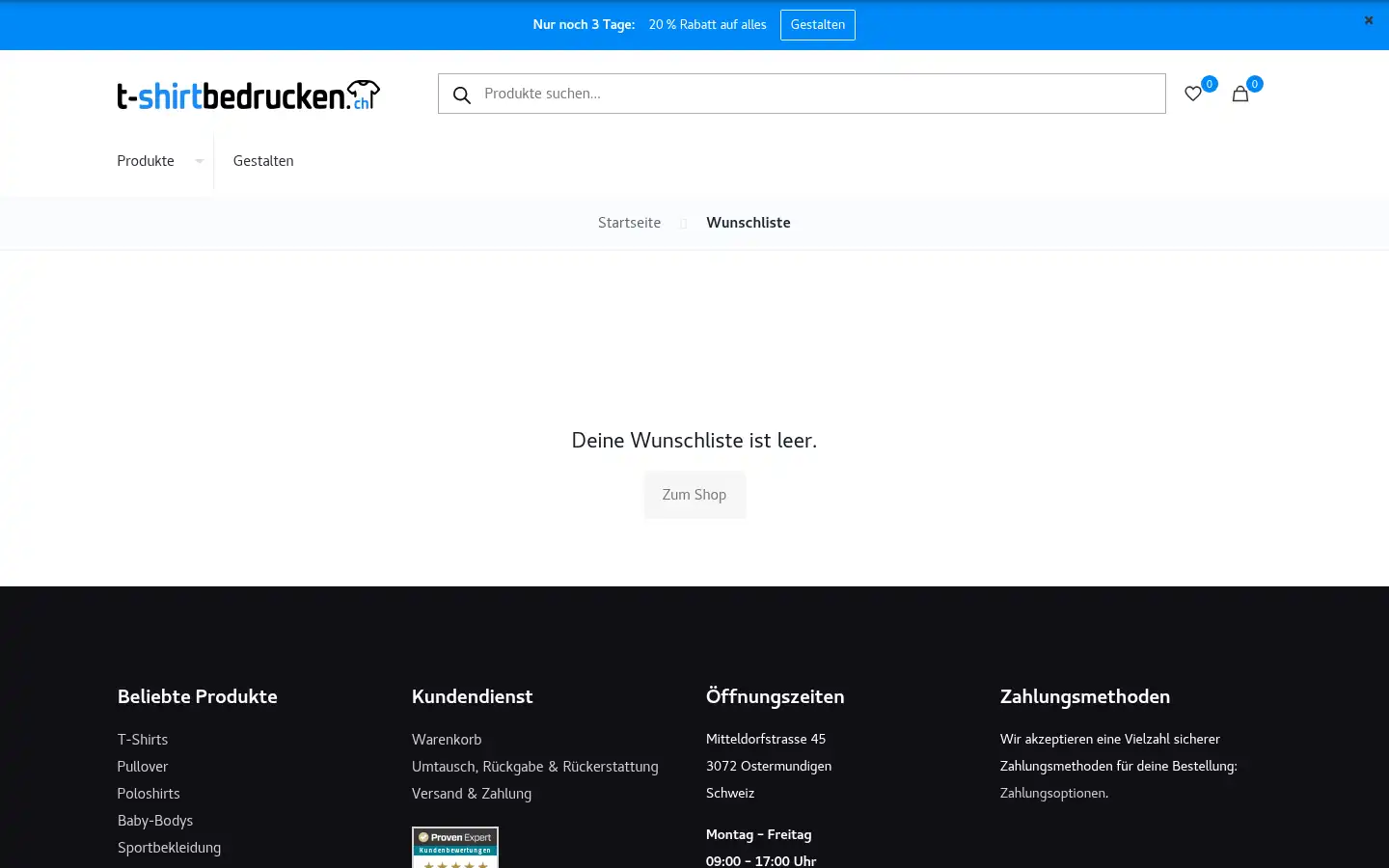 Screenshot of t-shirtbedrucken.ch