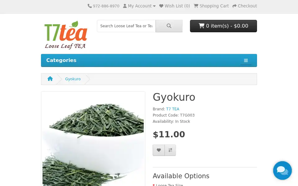 Screenshot of t7tea.com