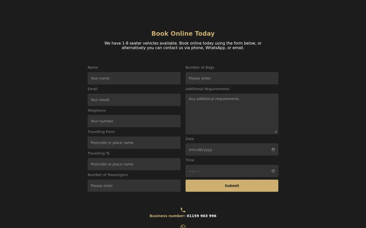 Screenshot of taairporttransfers.co.uk