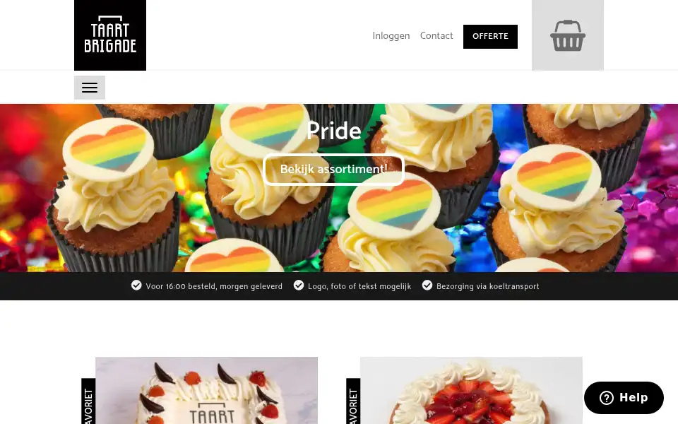 Screenshot of taartbrigade.nl