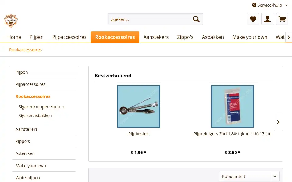 Screenshot of tabakswinkel.com